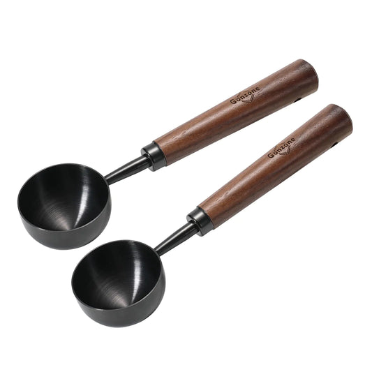 Gonzone Vintage Coffee Measuring Spoon - 304 Stainless Steel Coffee Scoop,10g Capacity Walnut Handle - Perfect for Coffee Tea and More (Gunmetal (2 pcs))